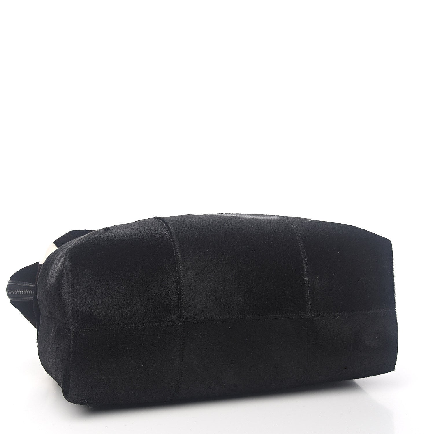 Fendi Rabbit Fur Calf Hair Pequin Weekender Bag Black White 3 of 8
