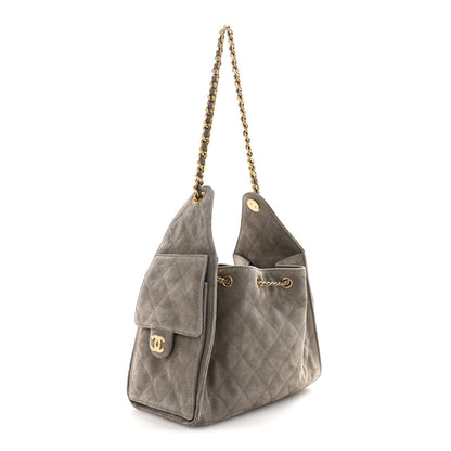 Chanel Suede Quilted Small Chanel 25 Handbag Dark Grey 3 of 11