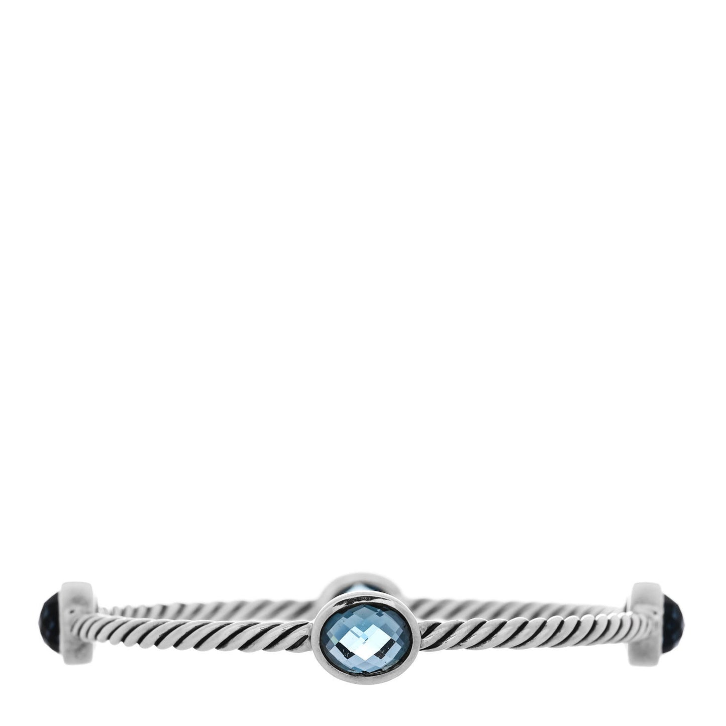 Sterling Silver Blue Topaz 3mm 4 Station Bangle Bracelet