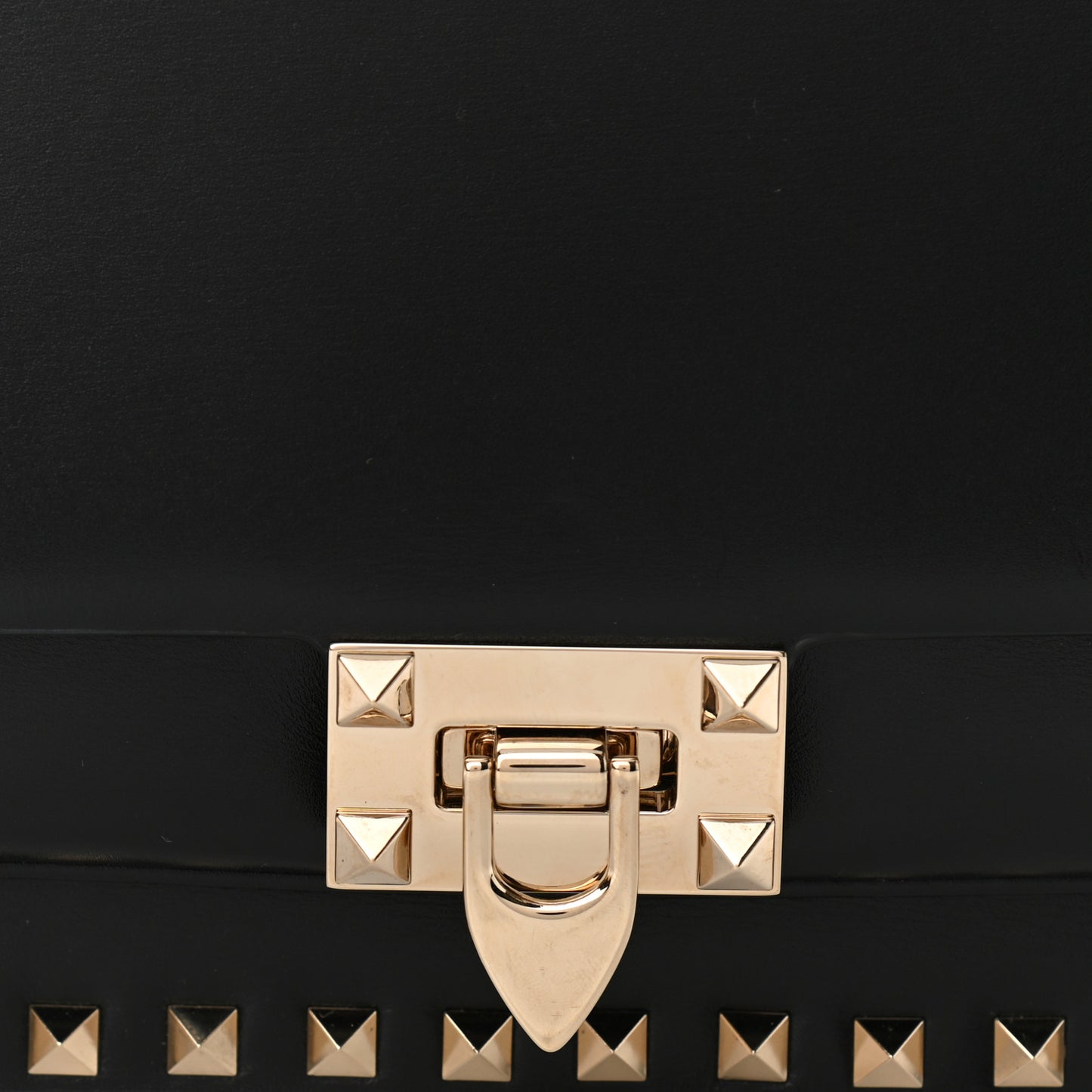 Vitello Rockstud Top Handle Shoulder Bag Black