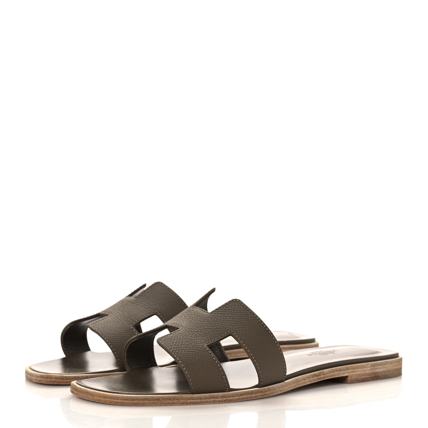 Hermes Epsom Oran Sandals 37.5 Etoupe 3 of 9
