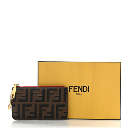 Fendi Vitello Cruise F is Fendi Bi-Color FF 1974 Embossed Key Case Pouch Maya Black Fragola 10 of 10
