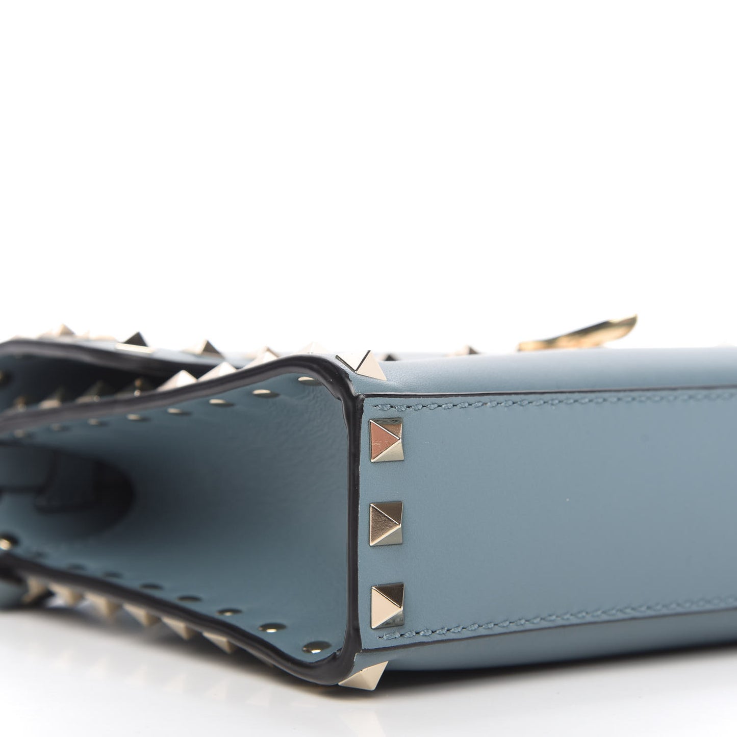 Vitello Rockstud Flip Lock Crossbody Bag Light Blue
