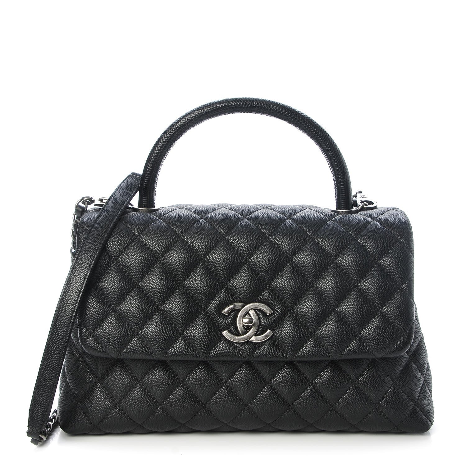 Chanel Caviar Lizard Quilted Small Coco Handle Flap Black 1 of 8