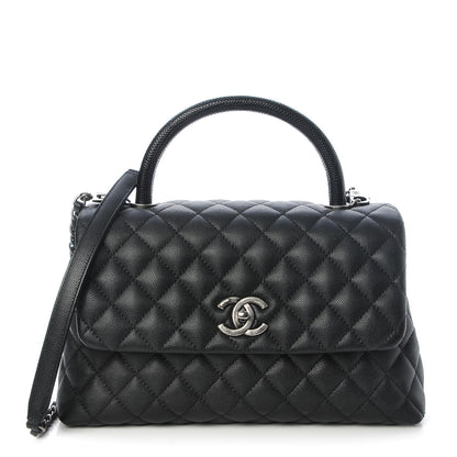 Chanel Caviar Lizard Quilted Small Coco Handle Flap Black 1 of 8