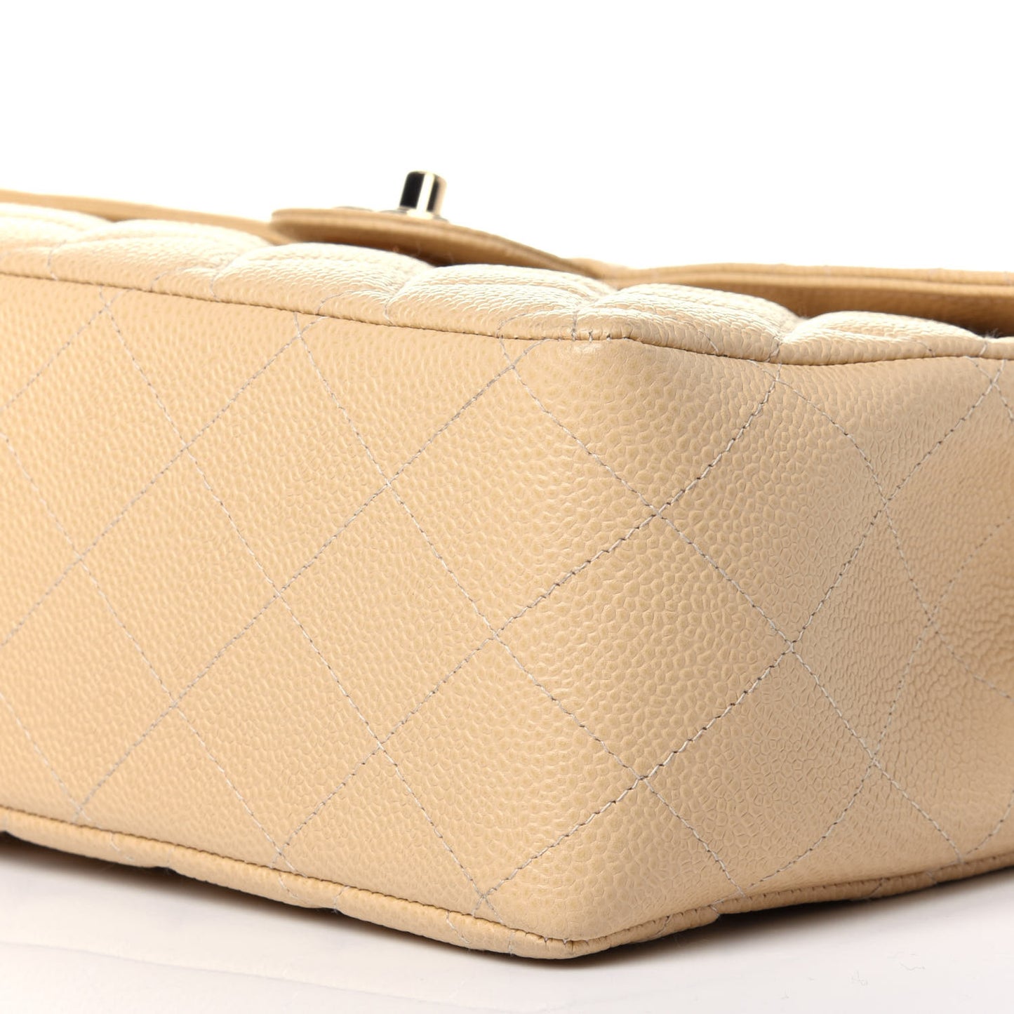 Caviar Quilted Jumbo Single Flap Beige