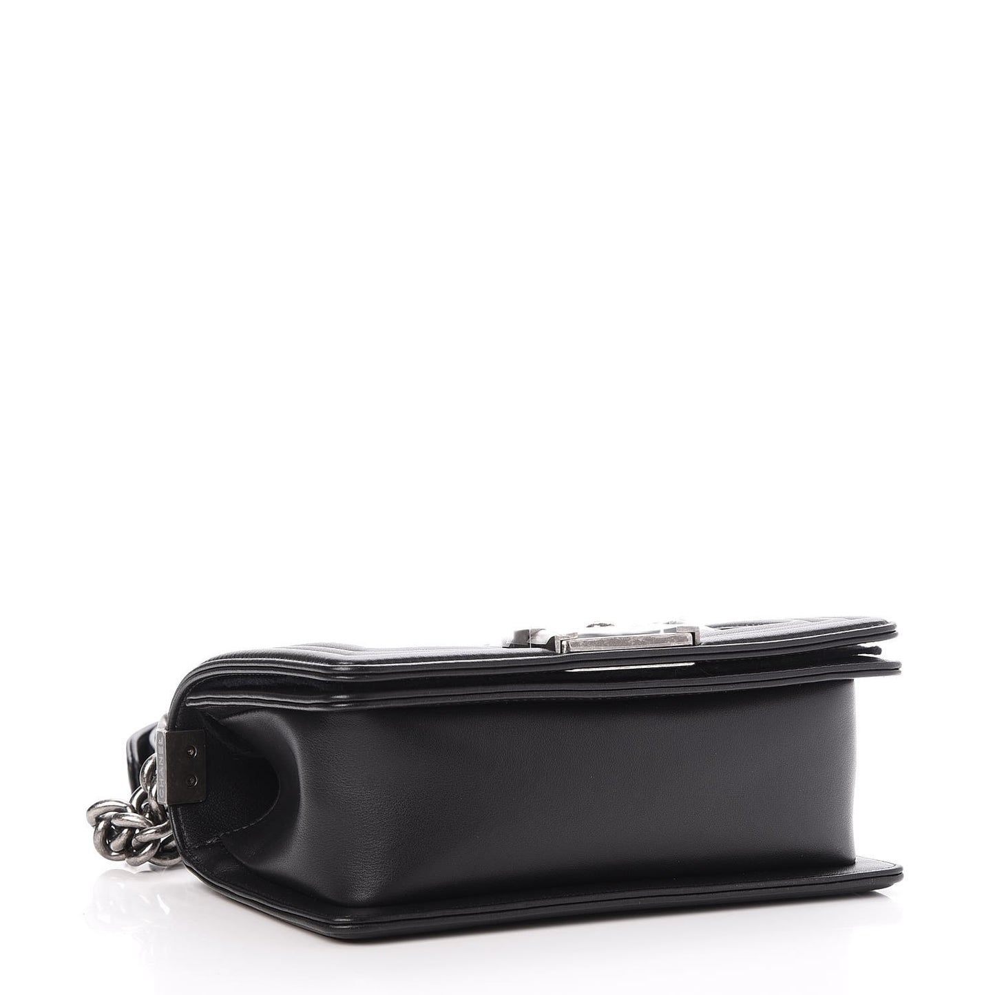 Calfskin Quilted Small Boy Flap Black