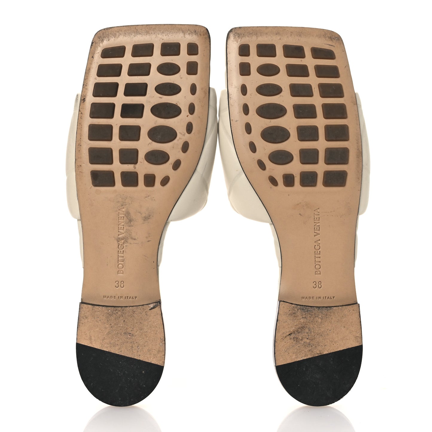 Nappa Quilted Rubber Lido Flat Sandals 38 Sea Salt