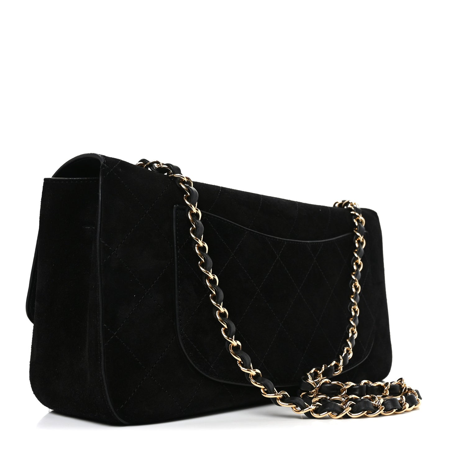 Suede Calfskin Small Souplissimo Maxi Flap Black