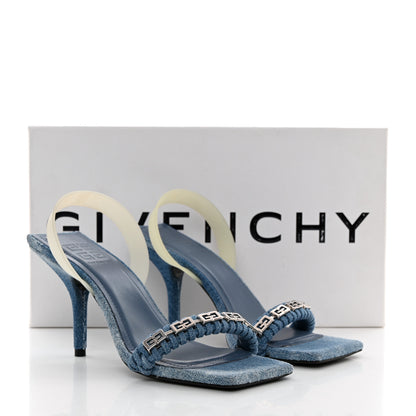 Givenchy Denim G Woven 90mm Slingback Sandals 36 Medium Blue 12 of 12
