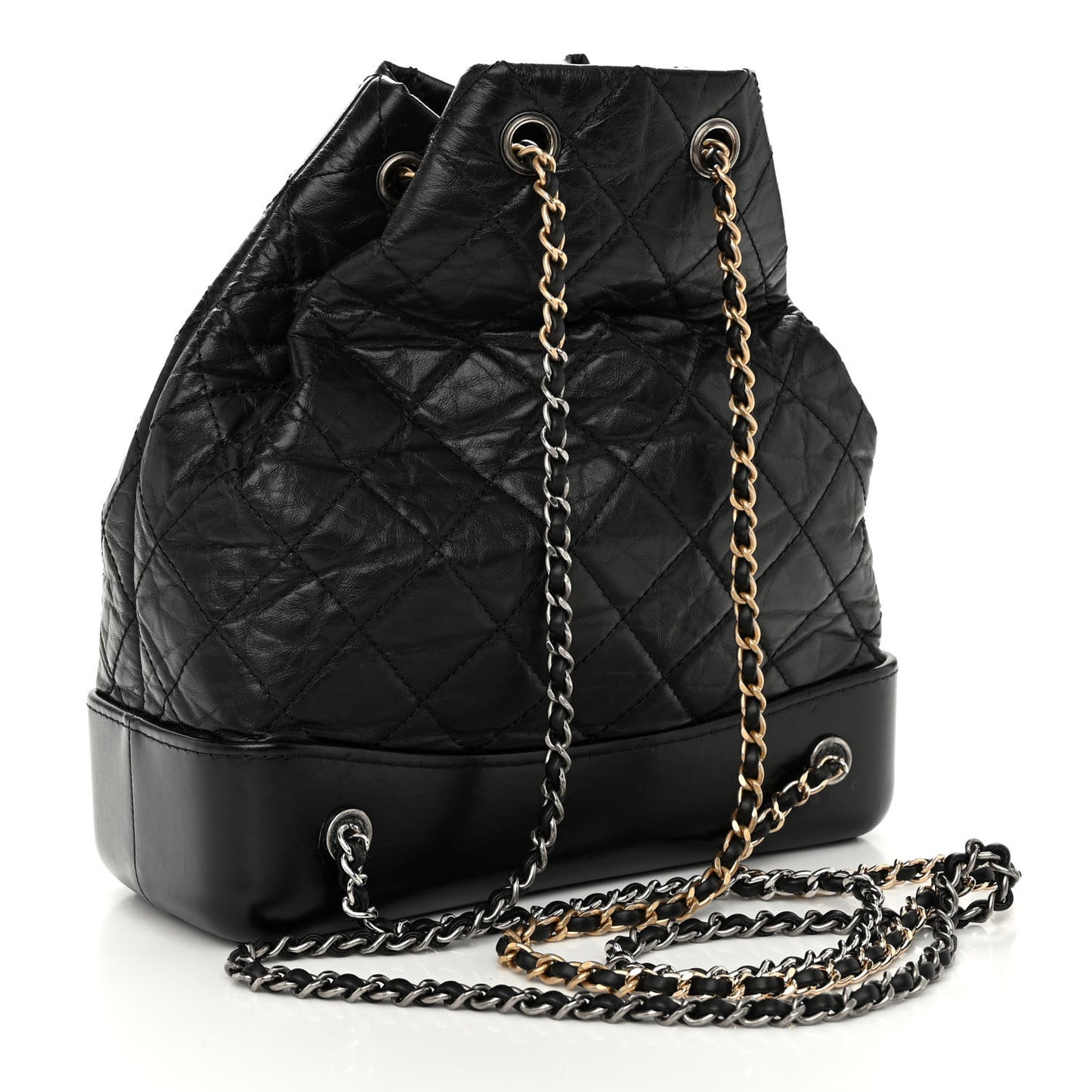 Aged Calfskin Quilted Gabrielle Backpack Black