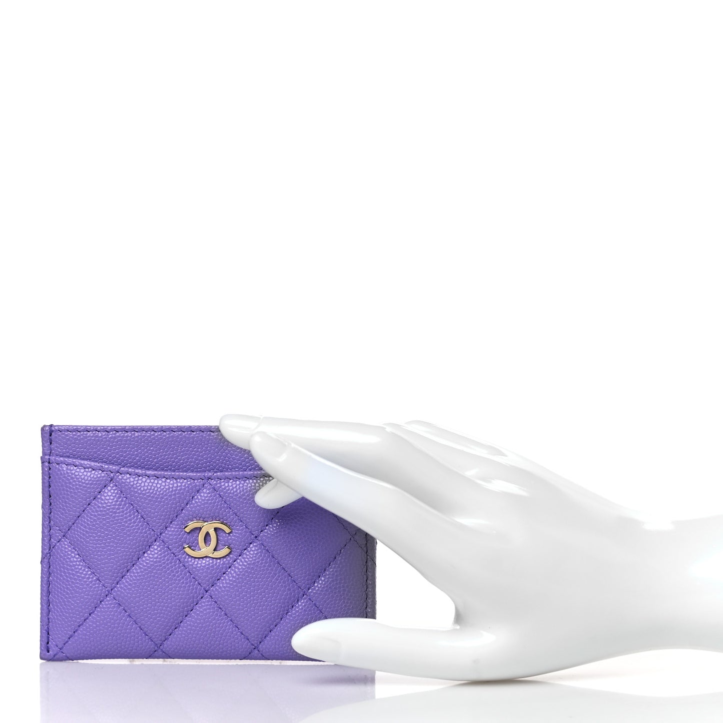 Caviar Quilted Card Holder Purple