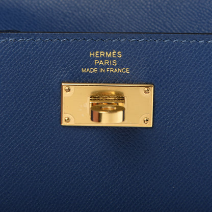 Hermes Madame Calfskin Kelly Pocket Compact Wallet Deep Bleu 6 of 7