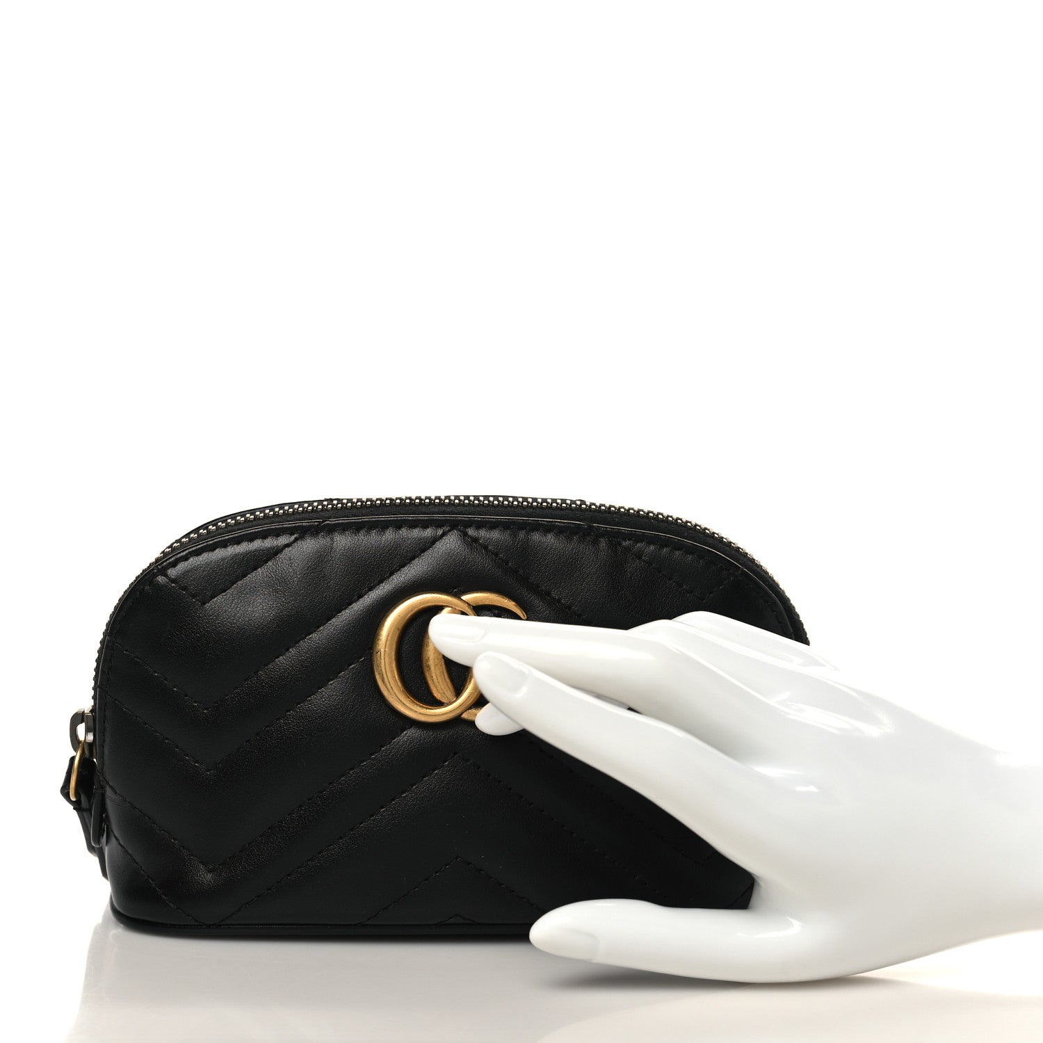 Gucci Calfskin Matelasse GG Marmont Pouch Cosmetic Case Black 2 of 7