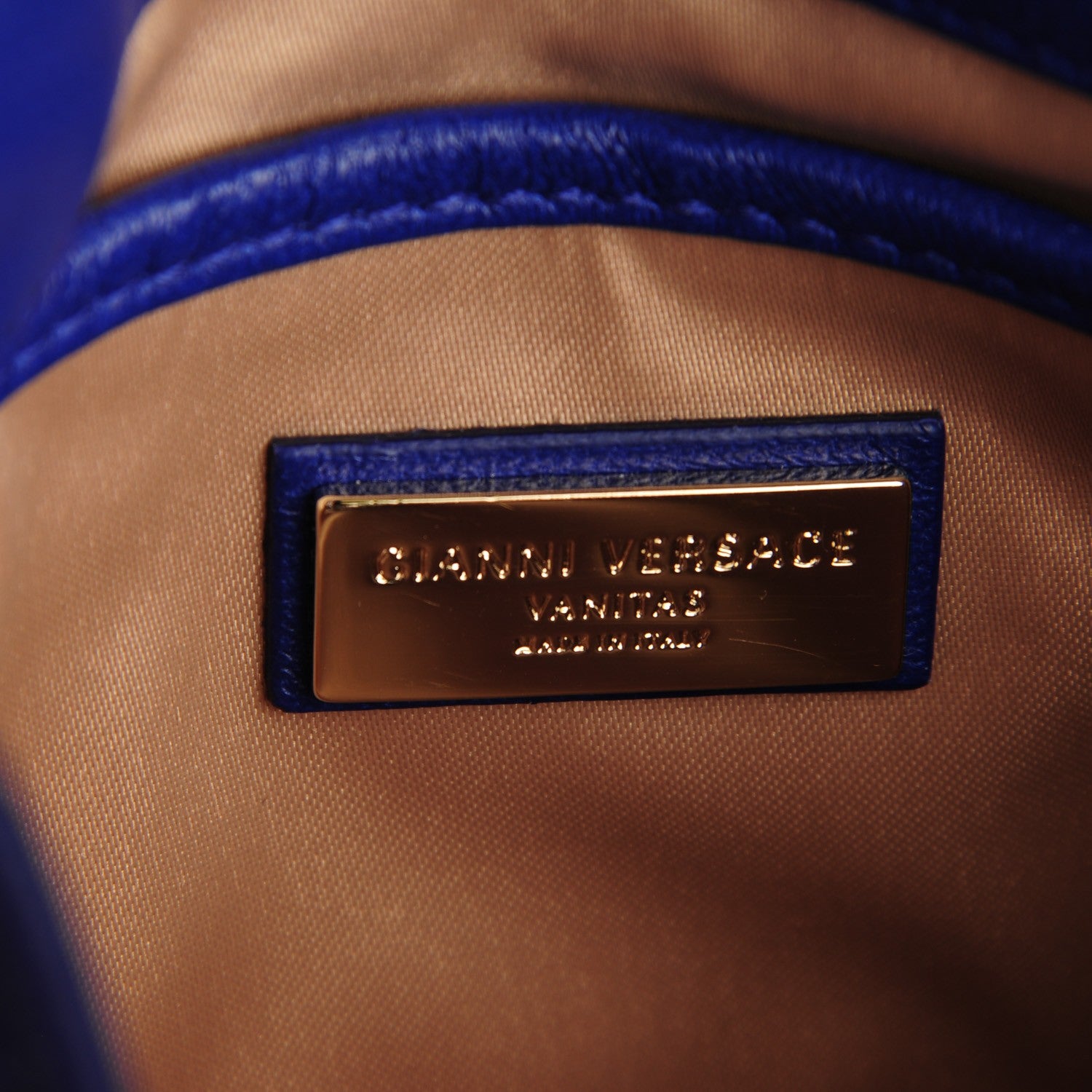Versace Nappa Barocco Quilted Vanitas Chain Pouch Poison Blue 5 of 6