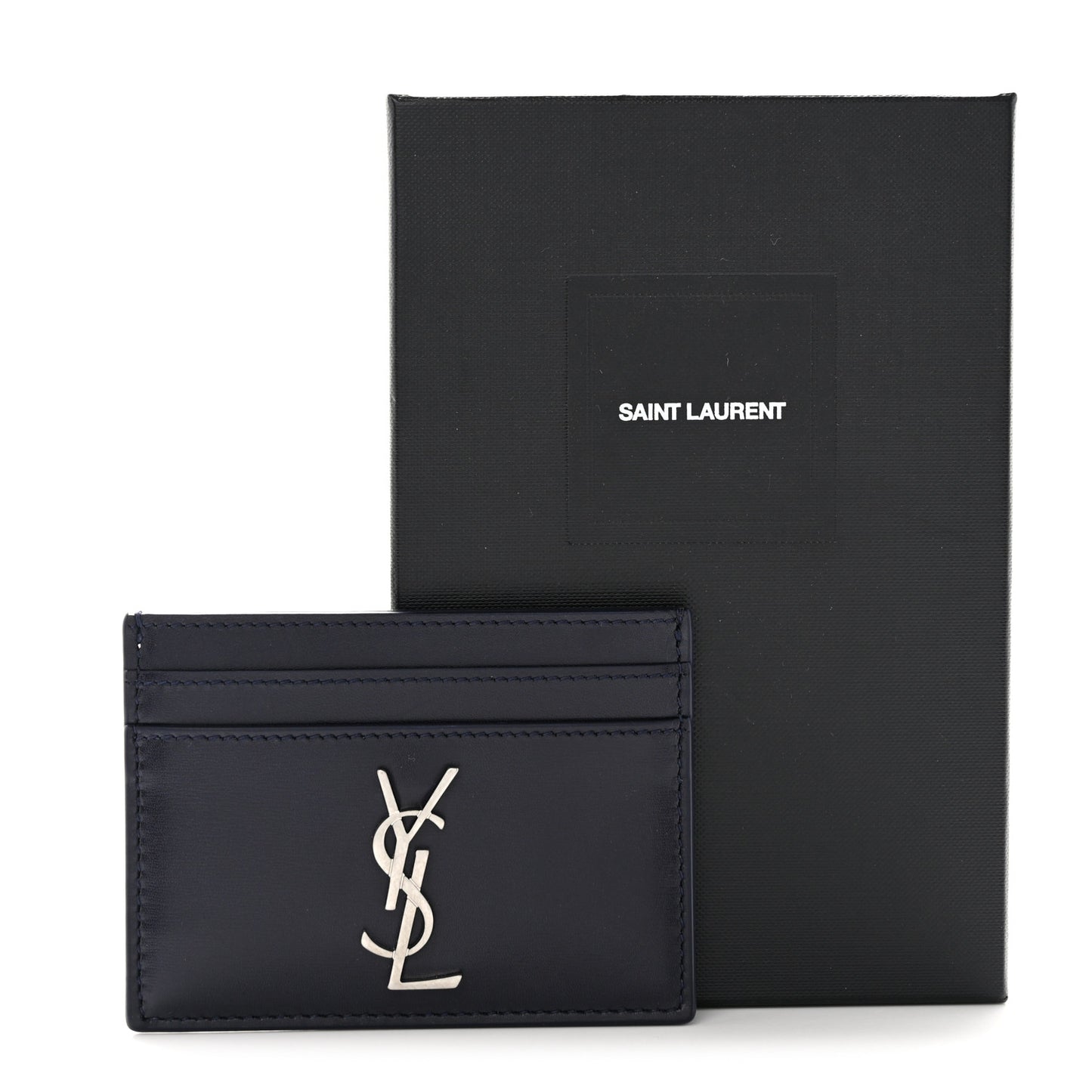 Calfskin Monogram Credit Card Case Dark Notte