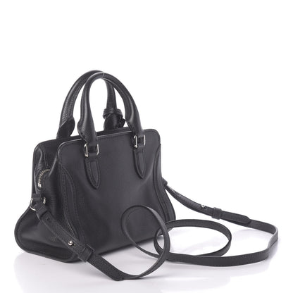 Alexander McQueen Pebbled Calfskin Mini Skull Padlock Zip Around Tote Black 4 of 10