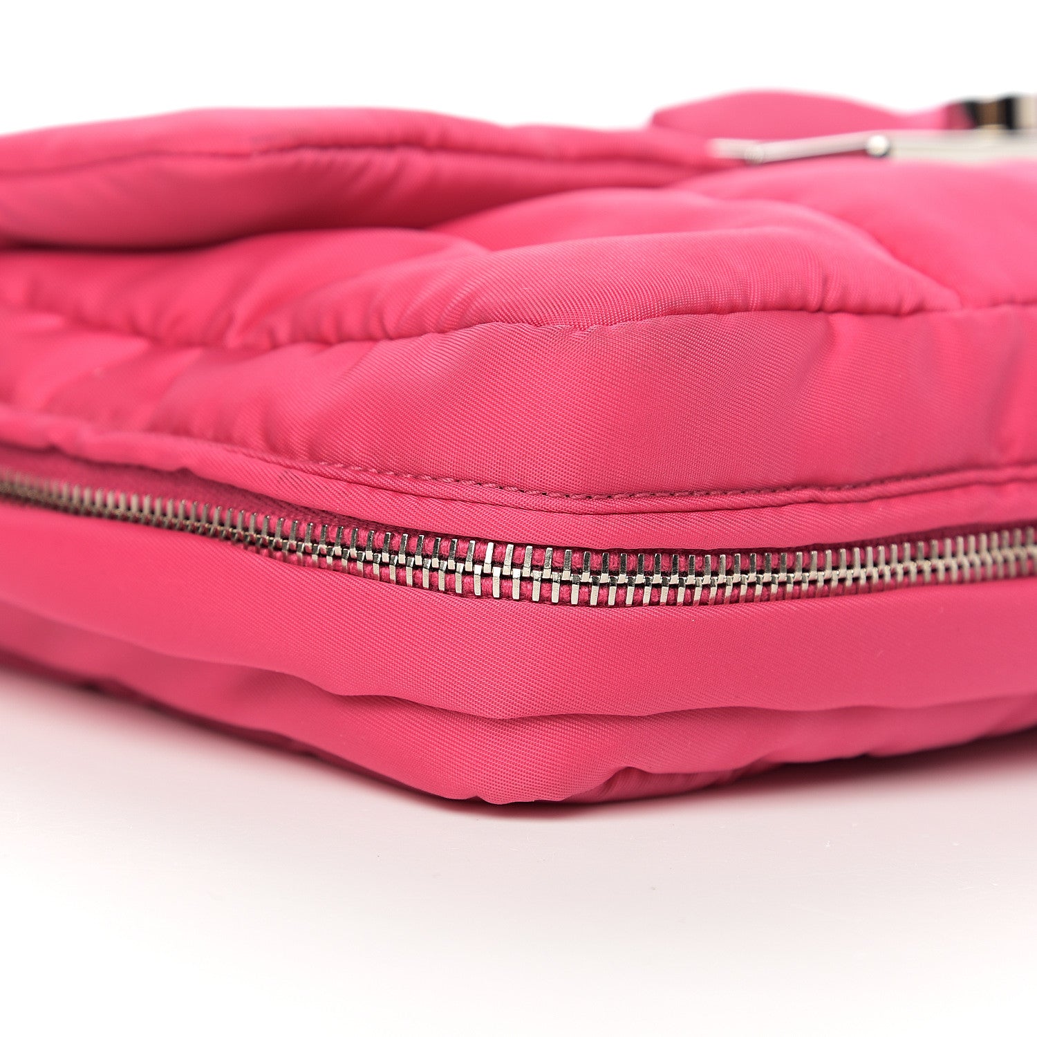 Prada Tessuto Nylon Bomber Sound Chain Flap Shoulder Bag Fuxia 7 of 8