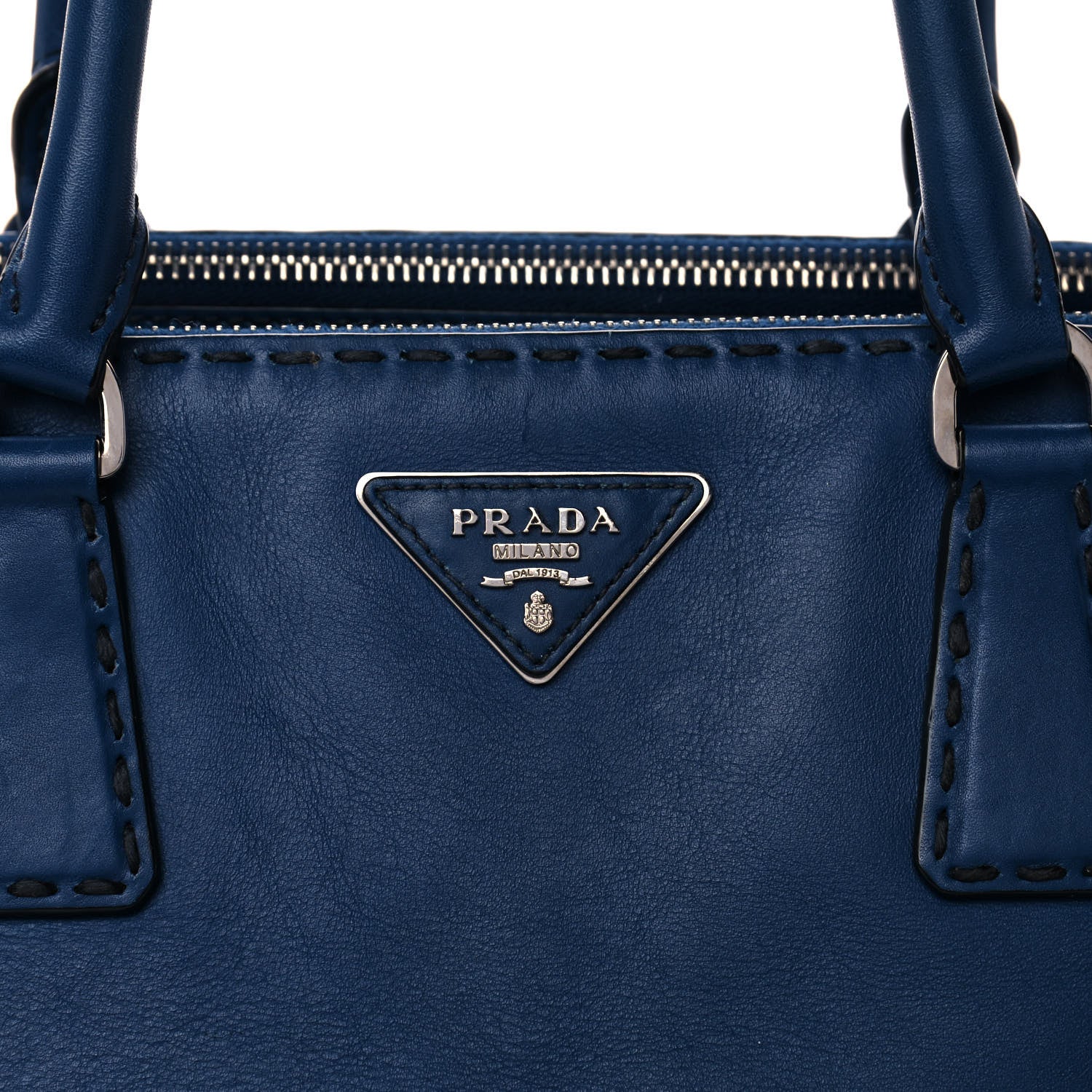 Prada City Calf Hand Stitched Medium Galleria Double Zip Tote Bleuette 8 of 17