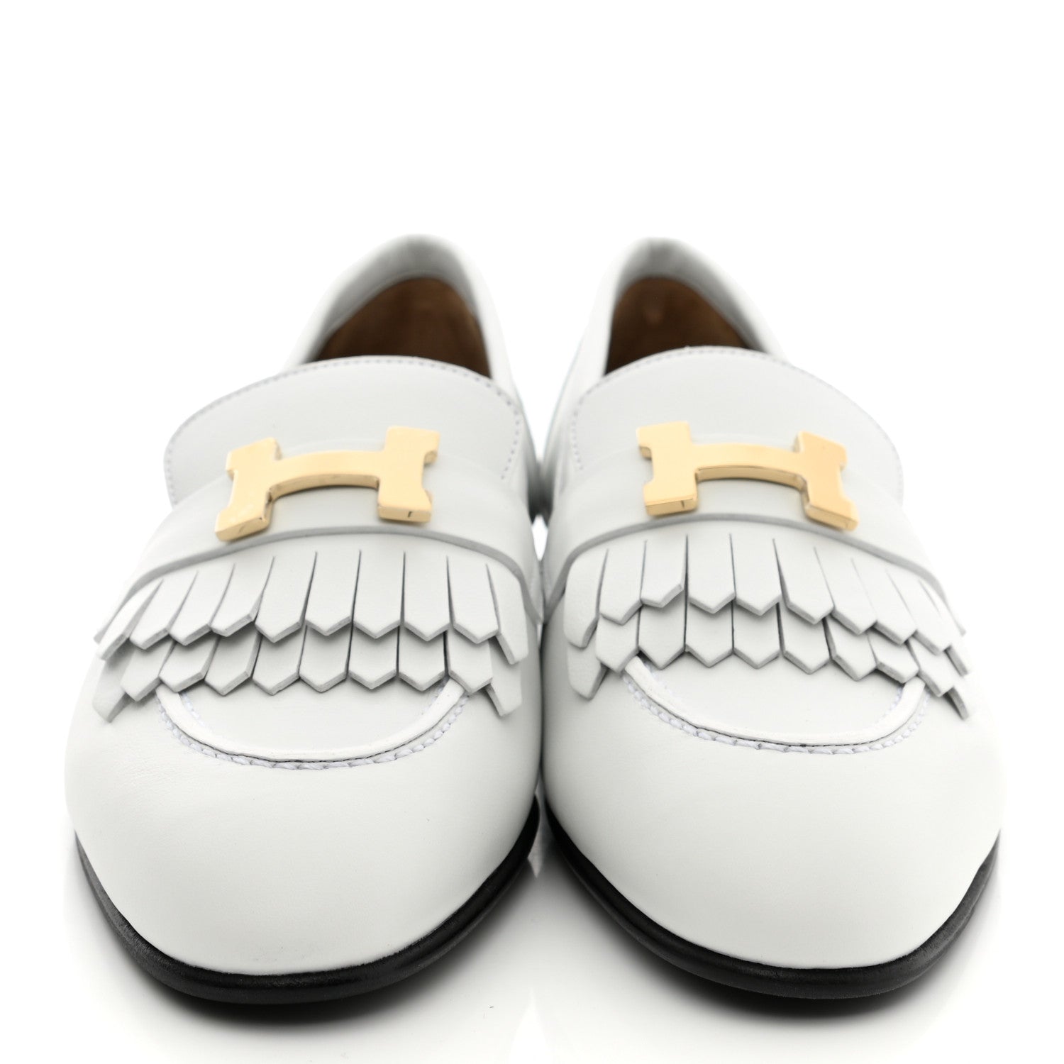 Hermes Calfskin Womens Royal Loafers 38 White 2 of 9