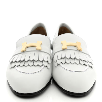 Hermes Calfskin Womens Royal Loafers 38 White 2 of 9