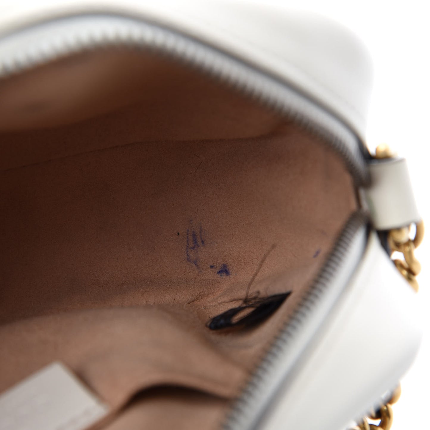 Calfskin Matelasse Mini GG Marmont Chain Shoulder Bag White