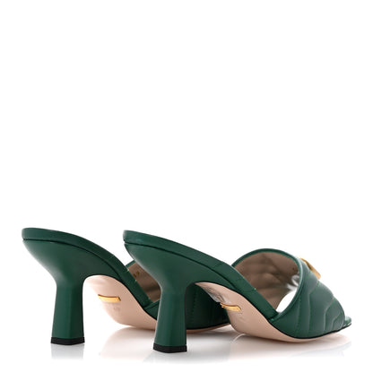 Gucci Nappa Matelasse GG Marmont 75mm Slide Sandals 40 Emerald 5 of 10