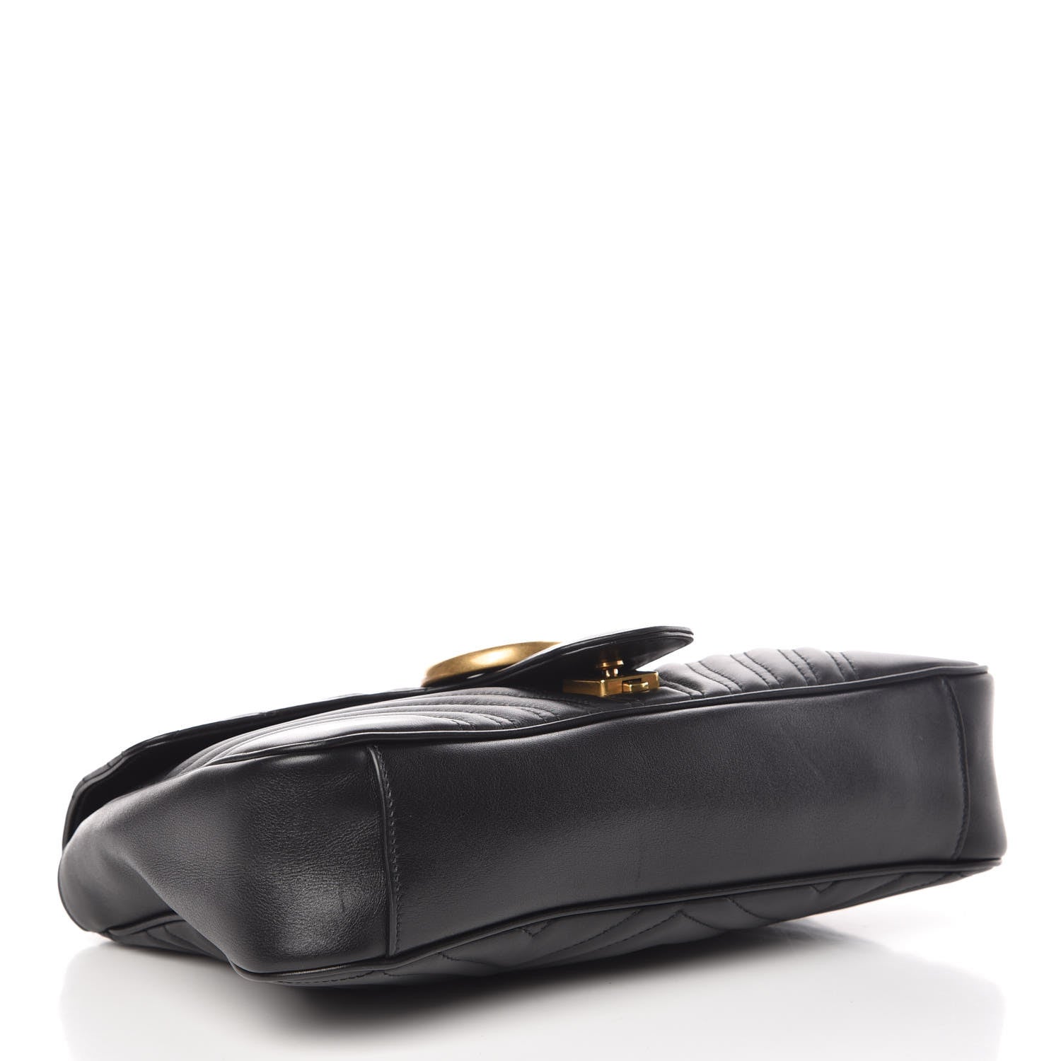 Gucci Calfskin Matelasse Medium GG Marmont Shoulder Bag Black 4 of 11