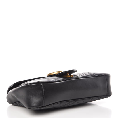 Gucci Calfskin Matelasse Medium GG Marmont Shoulder Bag Black 4 of 11