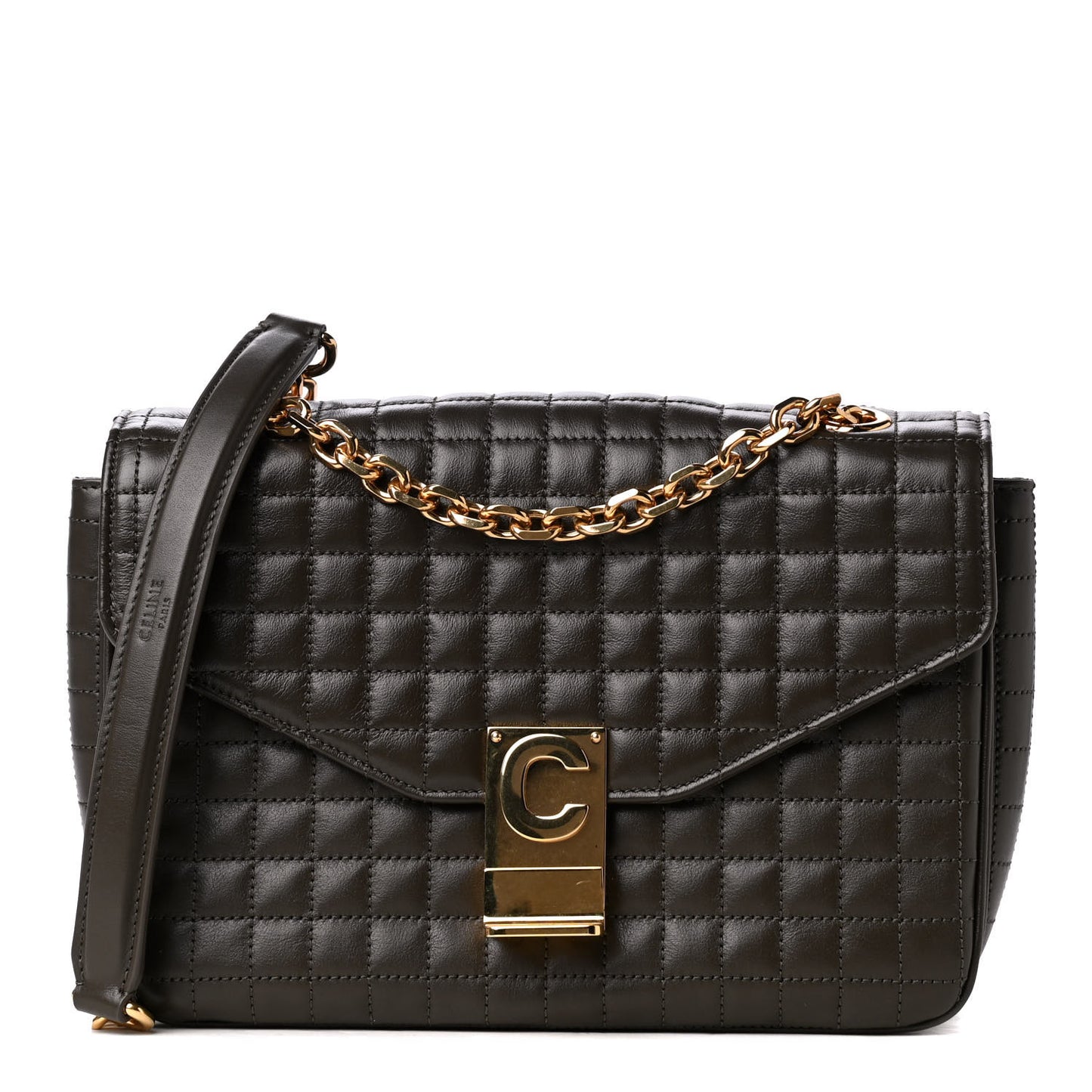 Calfskin Quilted Medium C Bag Khaki
