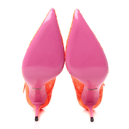 Gucci Lace Pizzo Venice Pumps 38.5 Orange Fluo 6 of 9