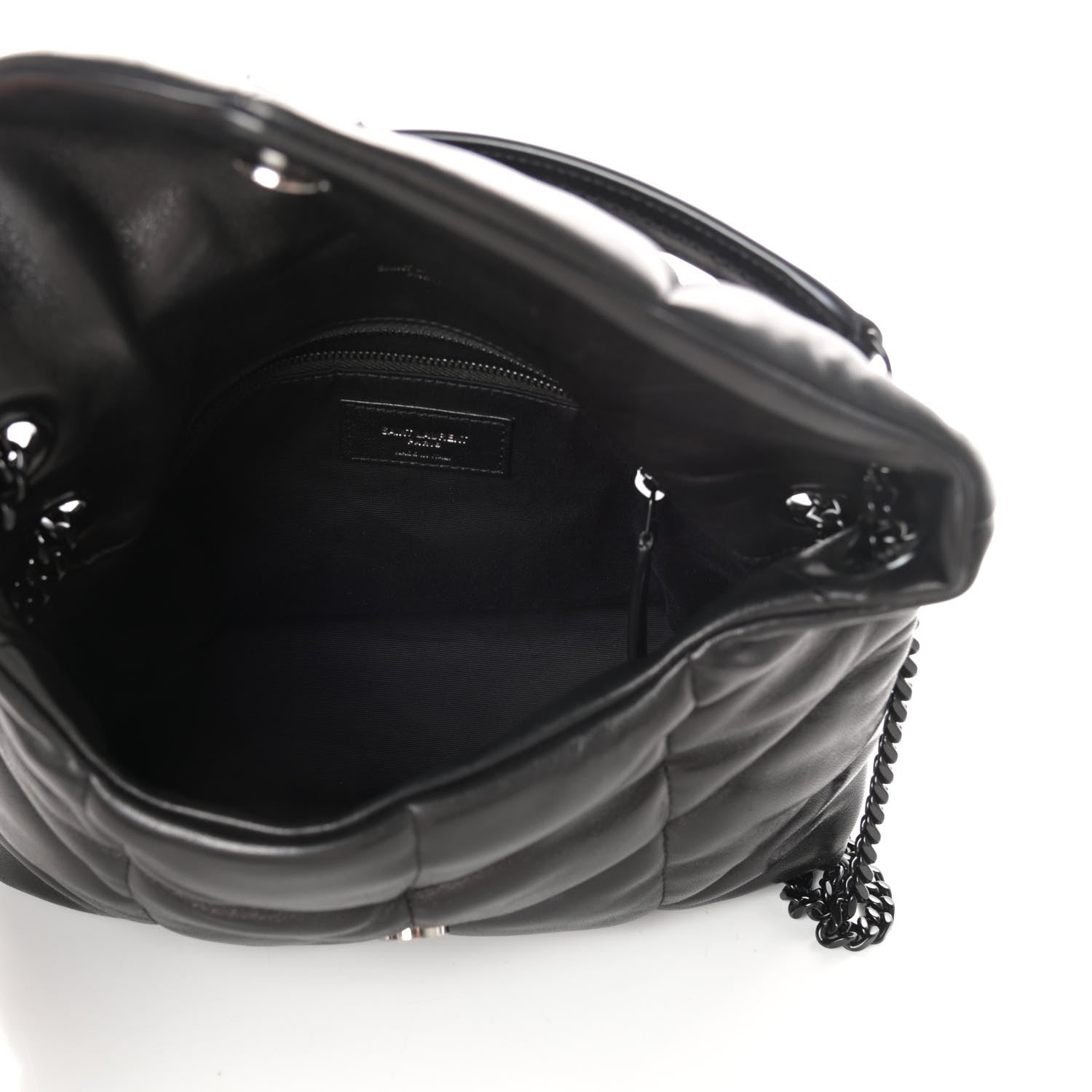 Saint Laurent Lambskin Quilted Small Loulou Puffer Monogram Chain Satchel Black 6 of 10
