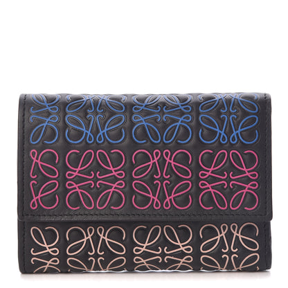 Loewe Calfskin Embossed Repeat Small Vertical Wallet Black Multicolor 1 of 8