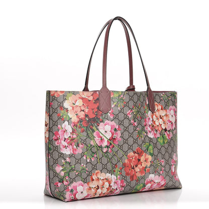 Gucci GG Supreme Monogram Blooms Medium Reversible Tote Beige Multicolor Dry Rose 4 of 15