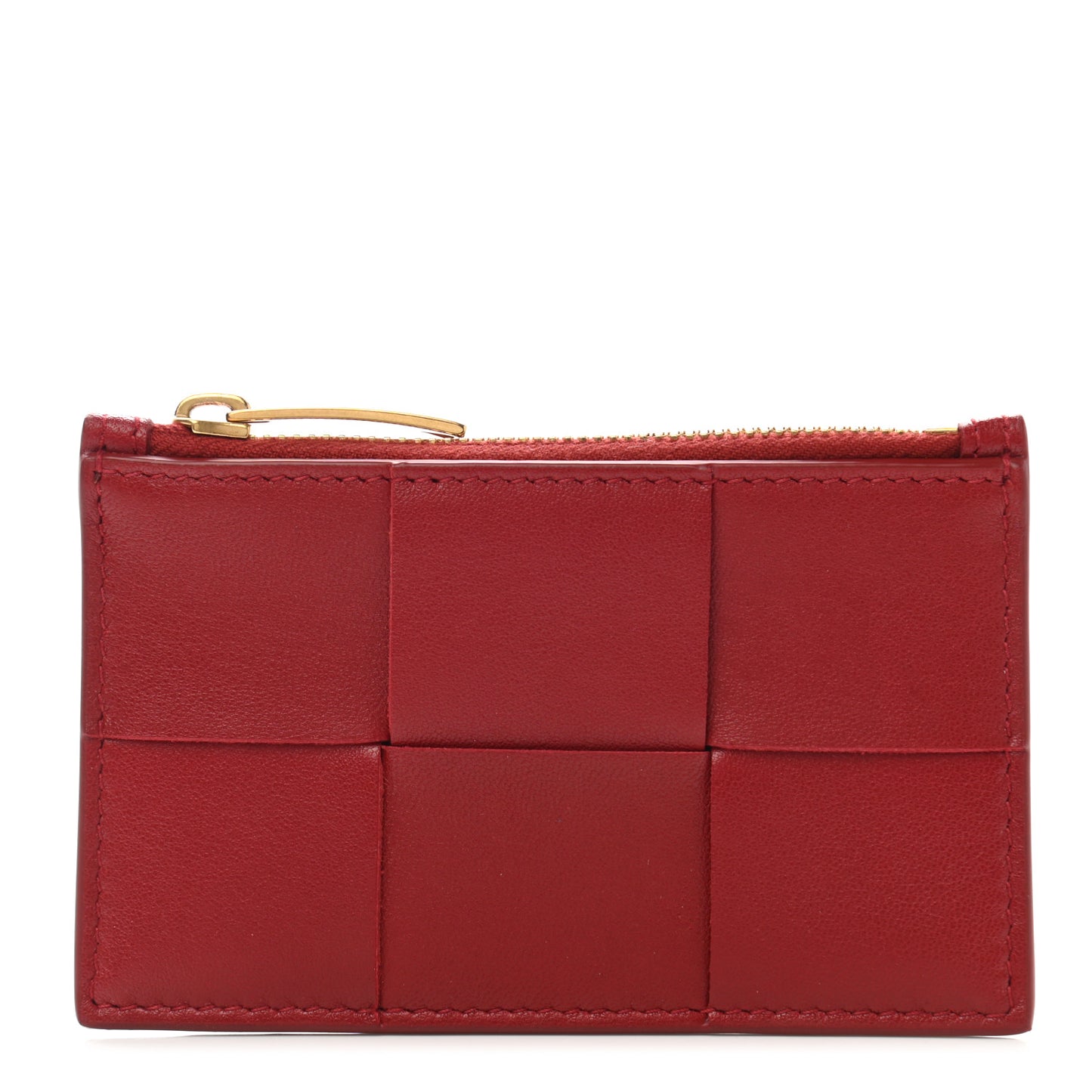 Nappa Maxi Intreccio Zipped Card Case Red