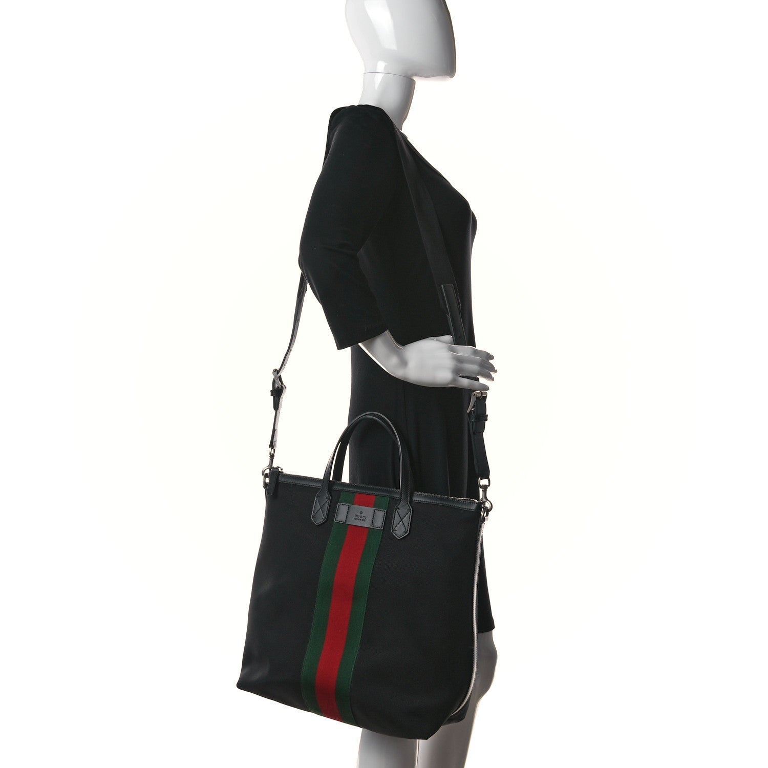 Gucci Techno Canvas Web Vertical Tote Black 2 of 9