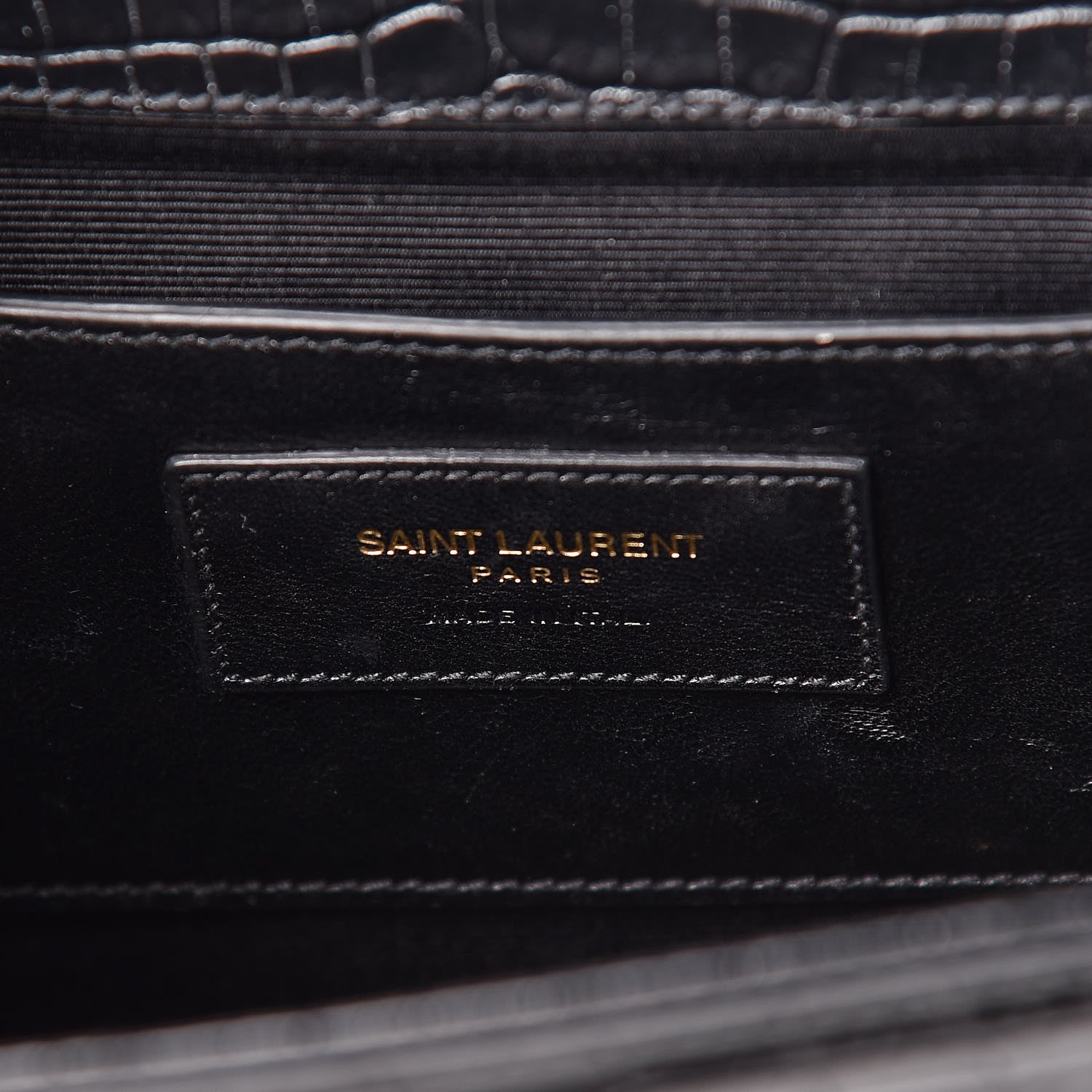 Saint Laurent Calfskin Crocodile Embossed Medium Classic Monogram Kate Tassel Satchel Black 6 of 10