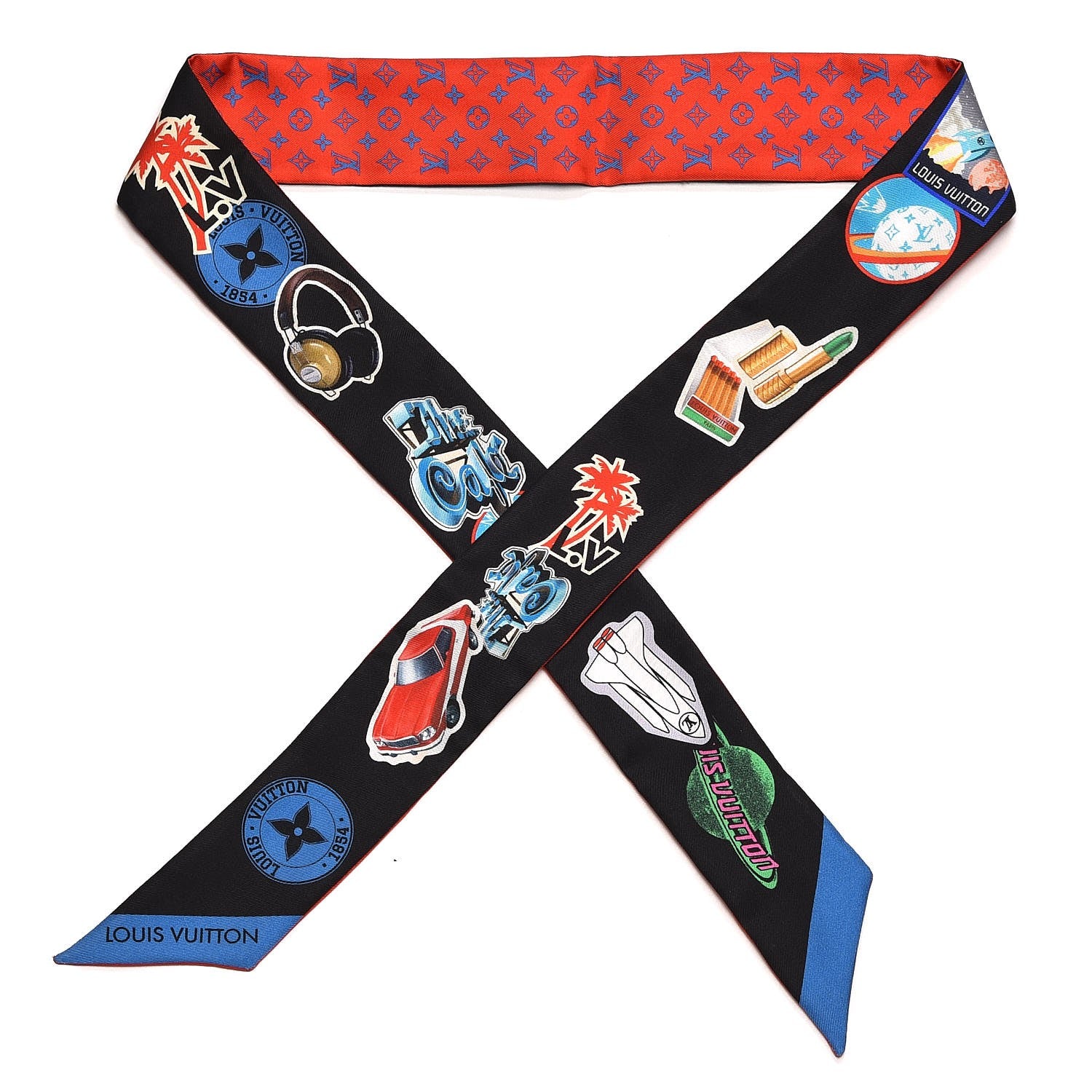 Louis Vuitton Silk Monogram World Tour Stickers BB Bandeau Rouge 1 of 5