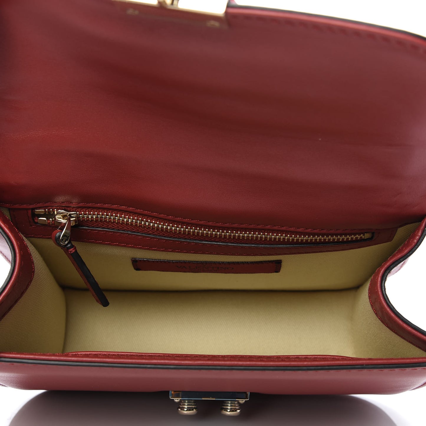Vitello Small Glam Lock Rockstud Flap Scarlet
