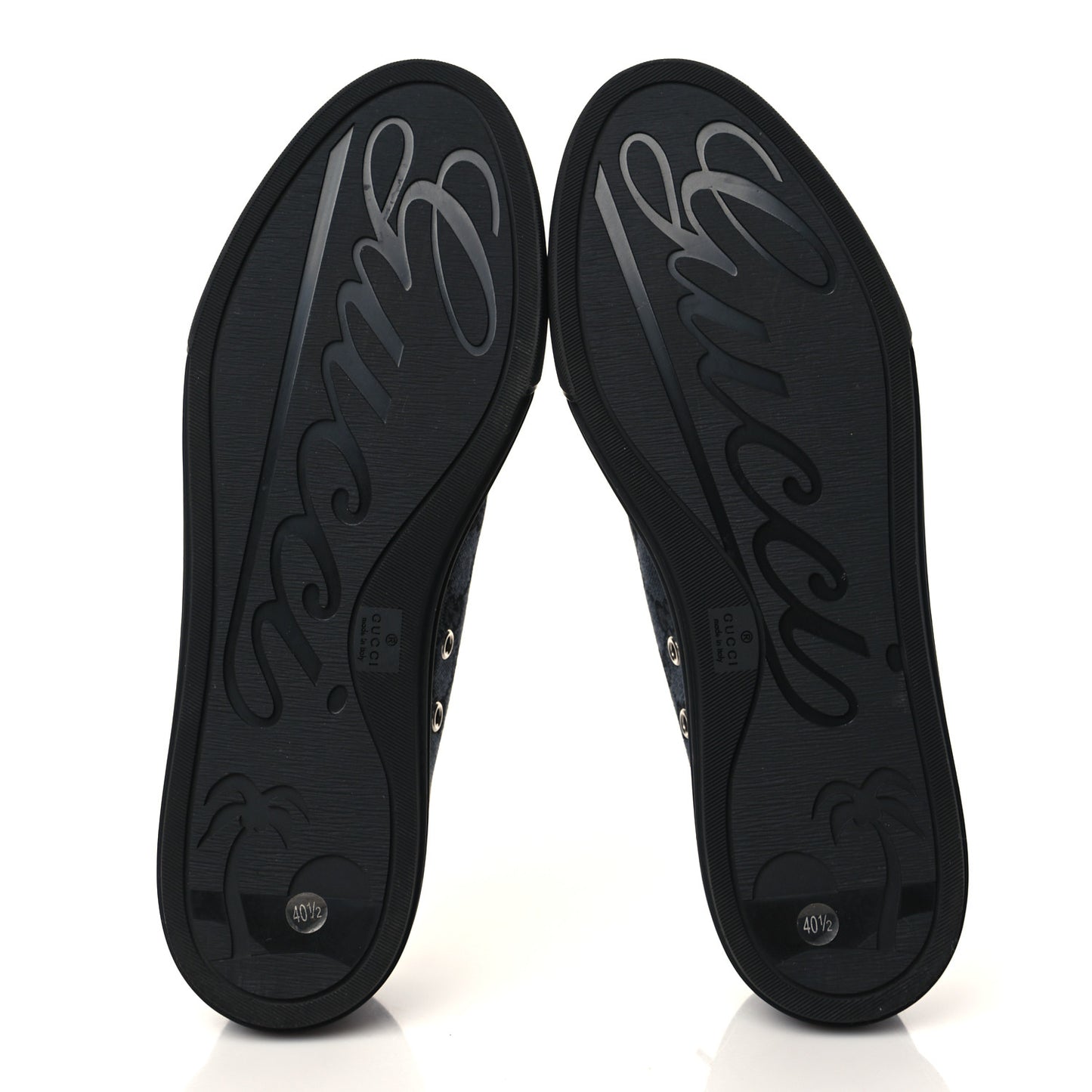 GG Monogram Calfskin Womens Low Top Sneakers 40.5 Piombo Black