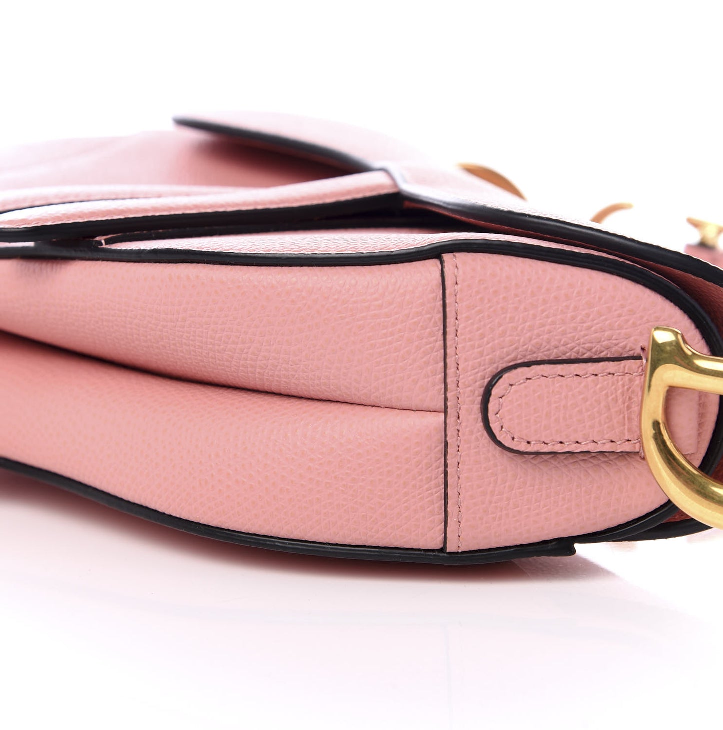 Grained Calfskin Mini Saddle Bag Pink