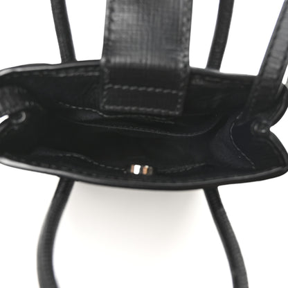 Balenciaga Squared Calfskin Logo Shopping Phone Holder Bag Black 5 of 9