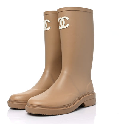 Chanel Caoutchouk CC High Boots 38 Beige 3 of 8