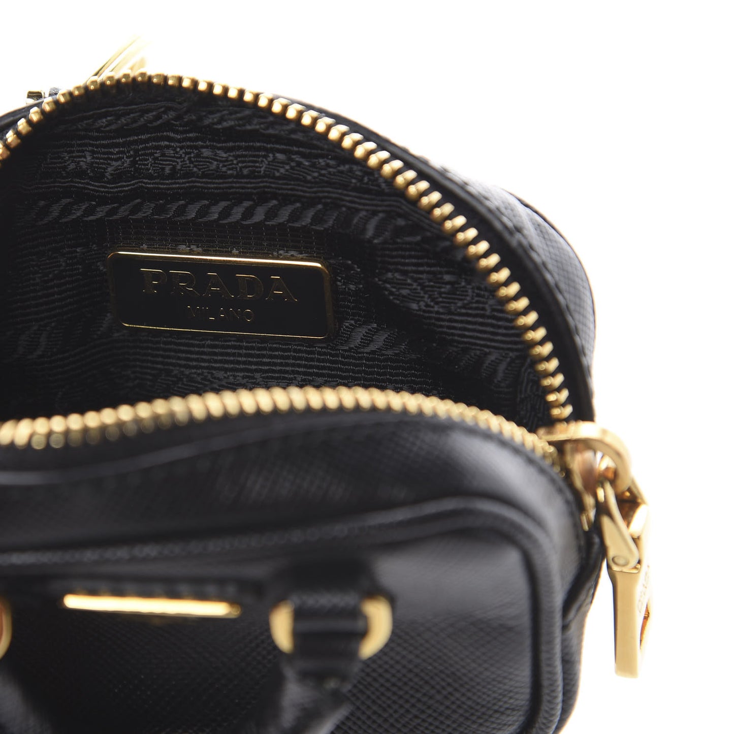 Saffiano Lux Mini Top Handle Key Pouch Black