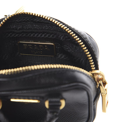 Prada Saffiano Lux Mini Top Handle Key Pouch Black 4 of 4