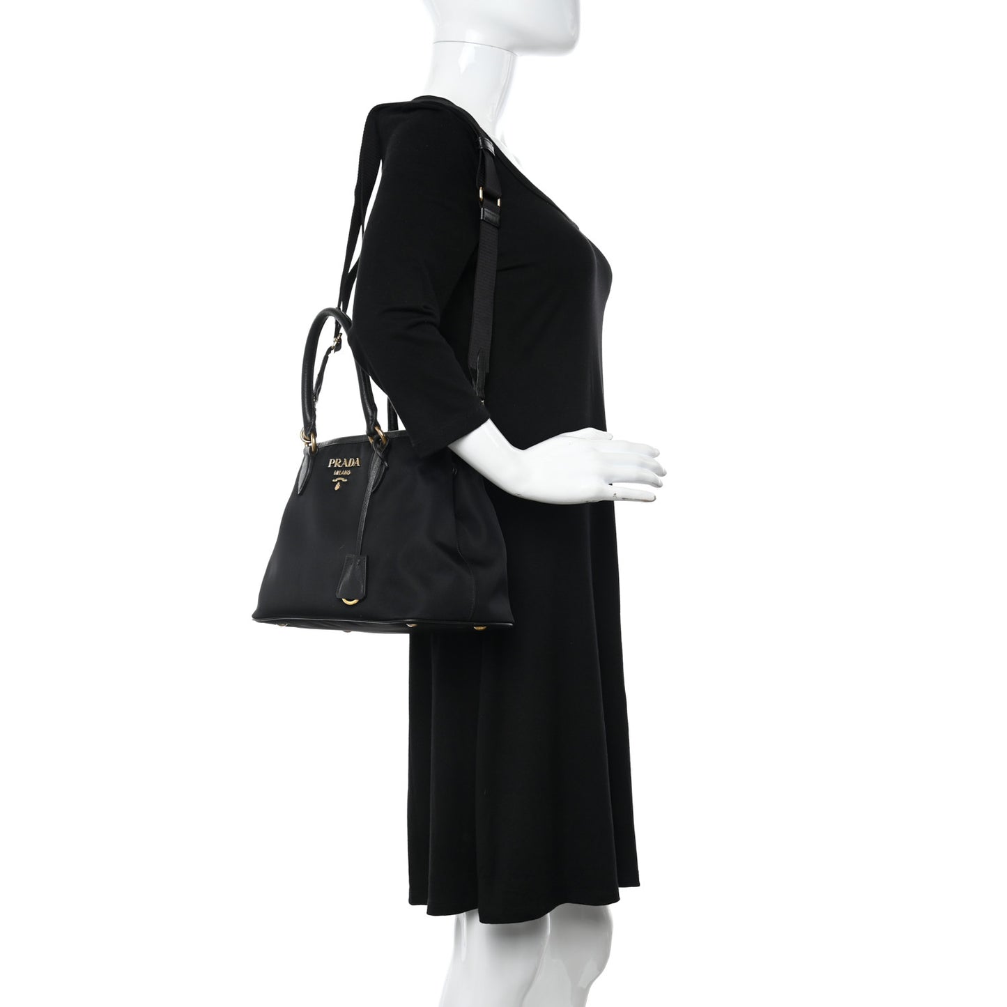 Tessuto Nylon Soft Calf Small Tote Black