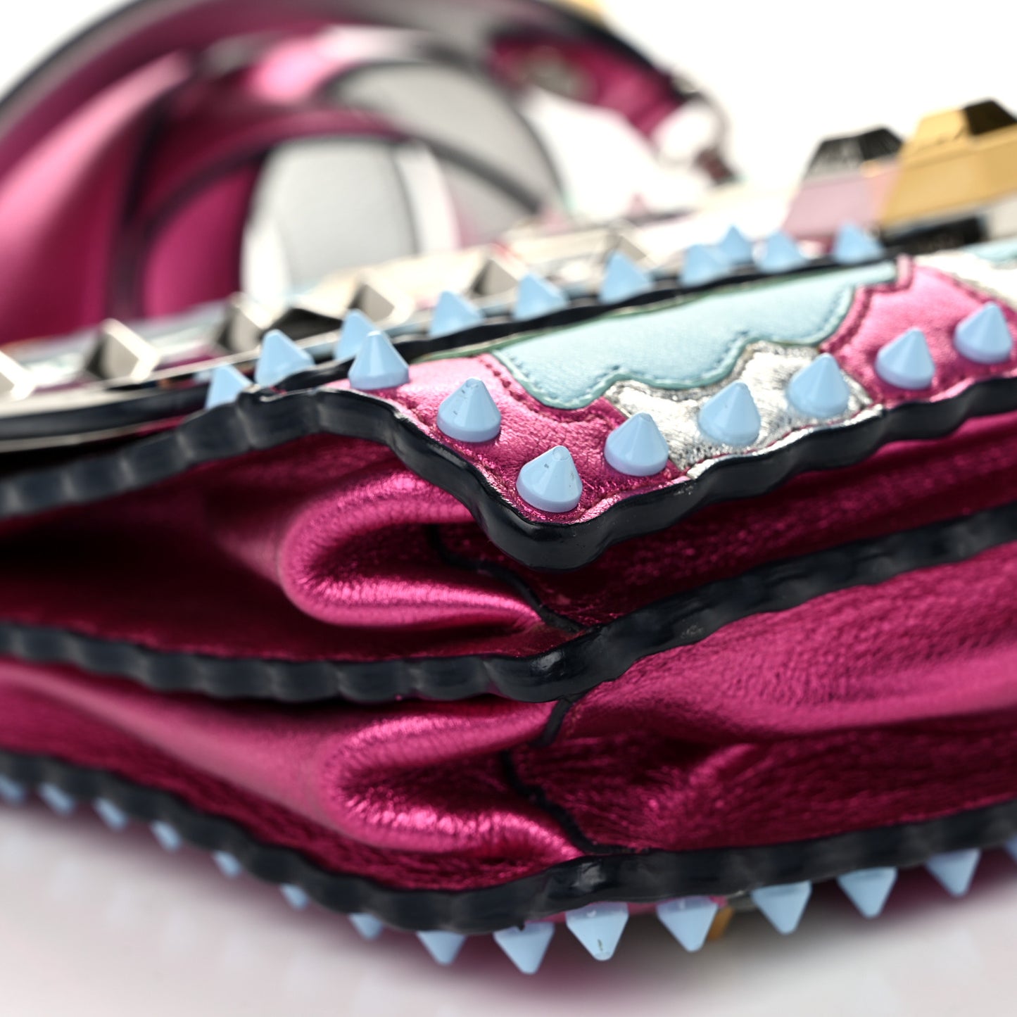 Metallic Calfskin Wonder Monster Kan I Shoulder Bag Pink Silver