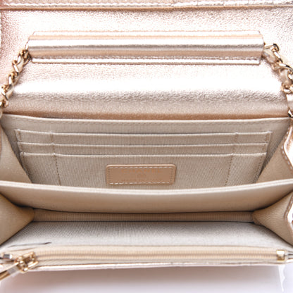 Chanel Metallic Lambskin Quilted Mini Wallet On Chain WOC Gold 5 of 11