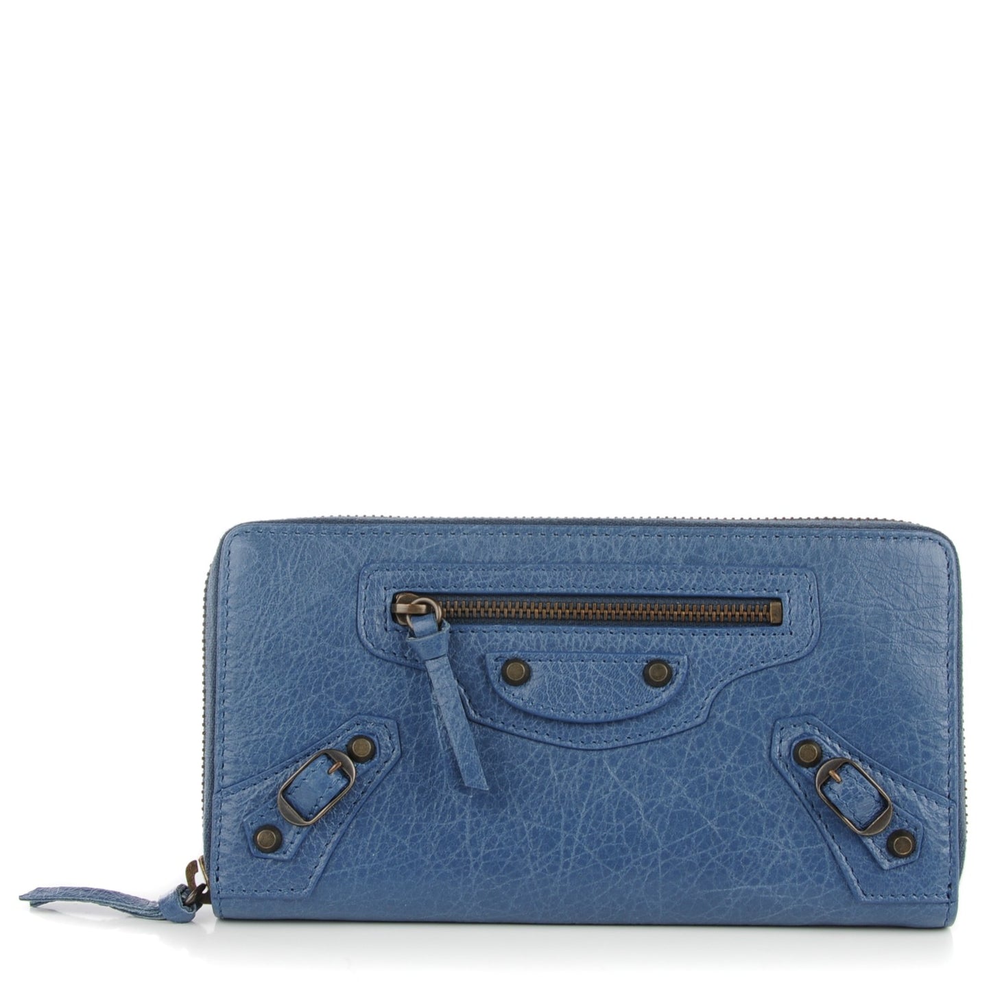 Agneau Classic Hardware Continental Zip Around Wallet Bleu Persan