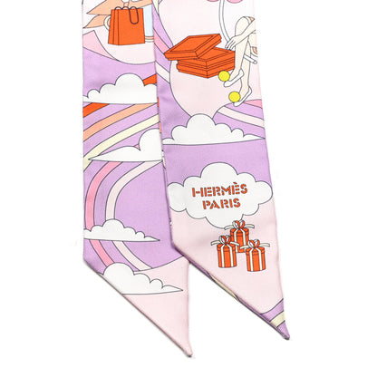 Hermes Silk Carres Volants Twilly Lilas Rose Pale Or 2 of 4